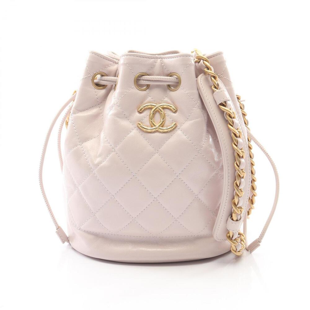 Chanel Matelasse Bucket Bag Shoulder Leather Pink